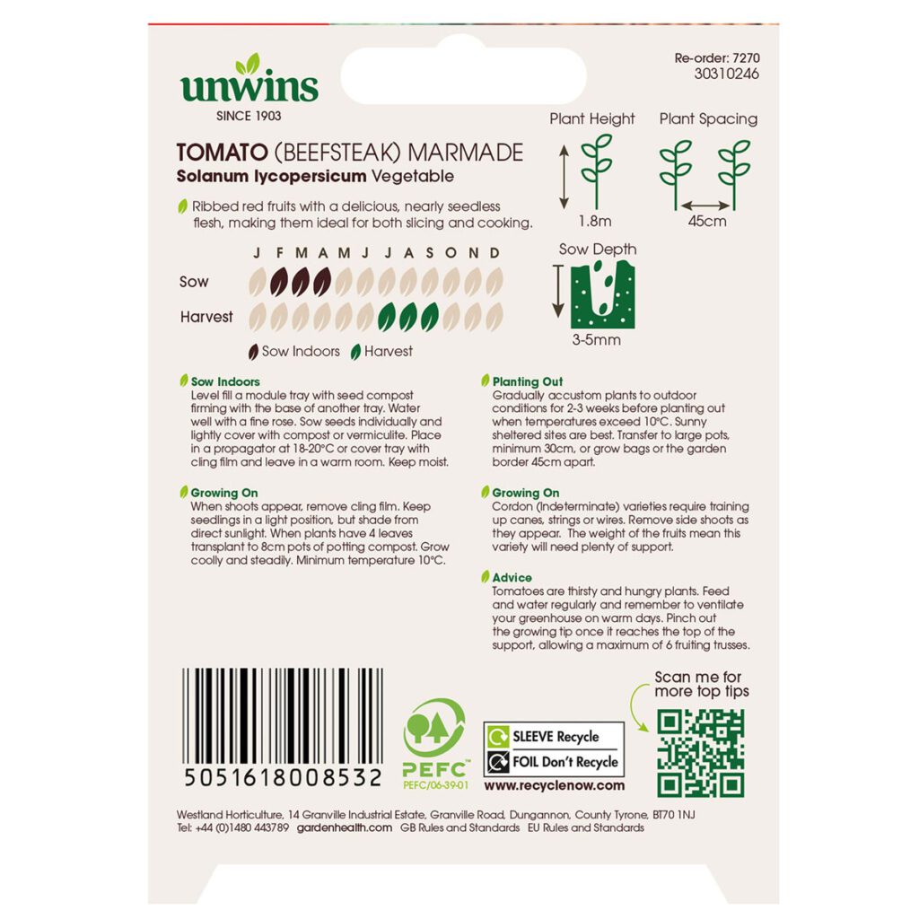 Unwins Tomato Marmande Seeds 5051618008532 2
